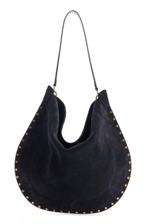Isabel Marant Oskan Soft Medium Suede Shoulder Bag In Black