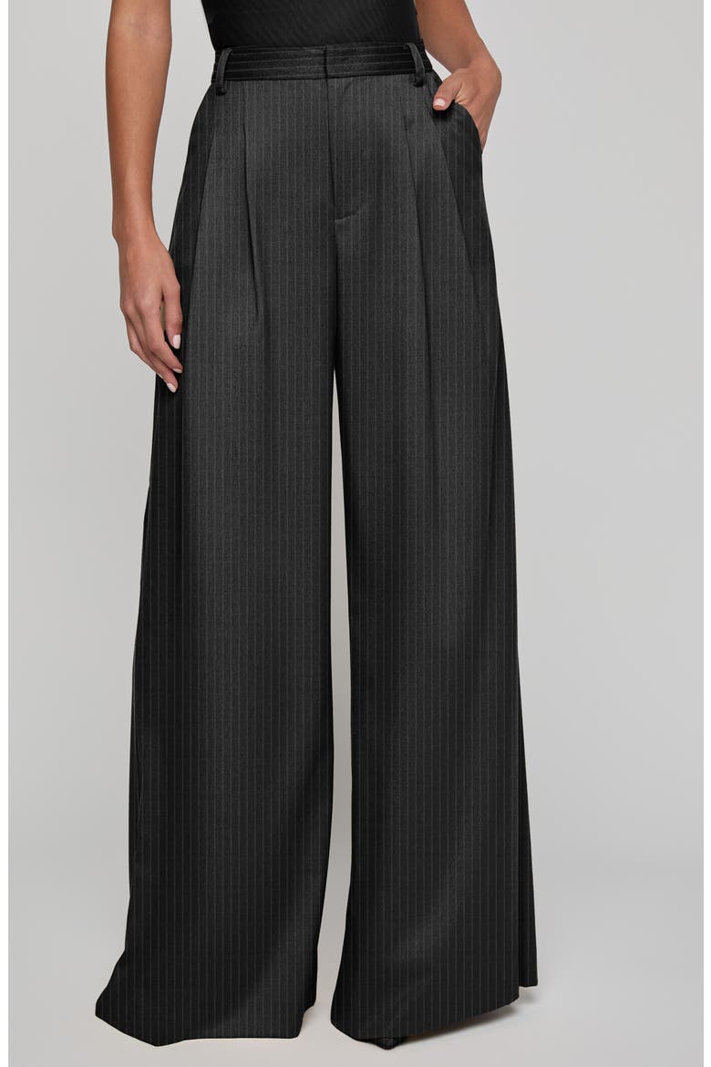 Chelsy Pinstripe Wide Leg Pants, Main, color, BLACK/ GREY PINSTRIPE