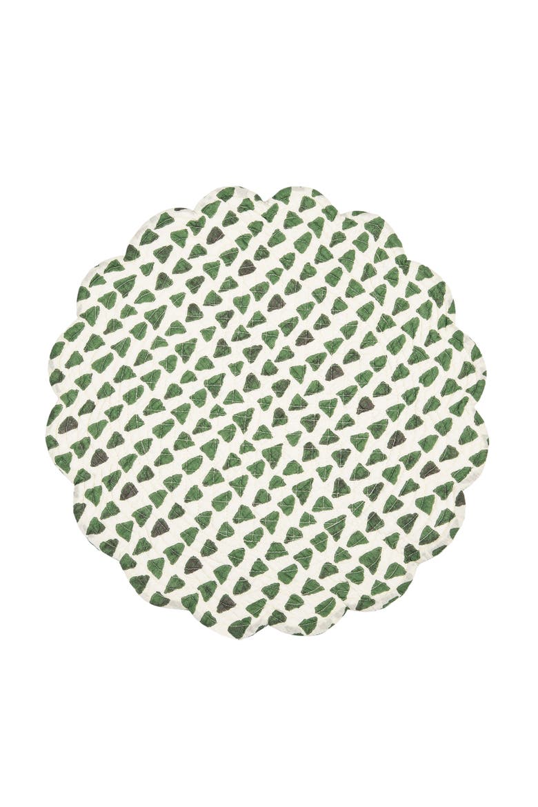 Parson Round Placemats Set of 6 All Seasons Summer Spring Botanical Greenery, 17", Alternate, color, Green