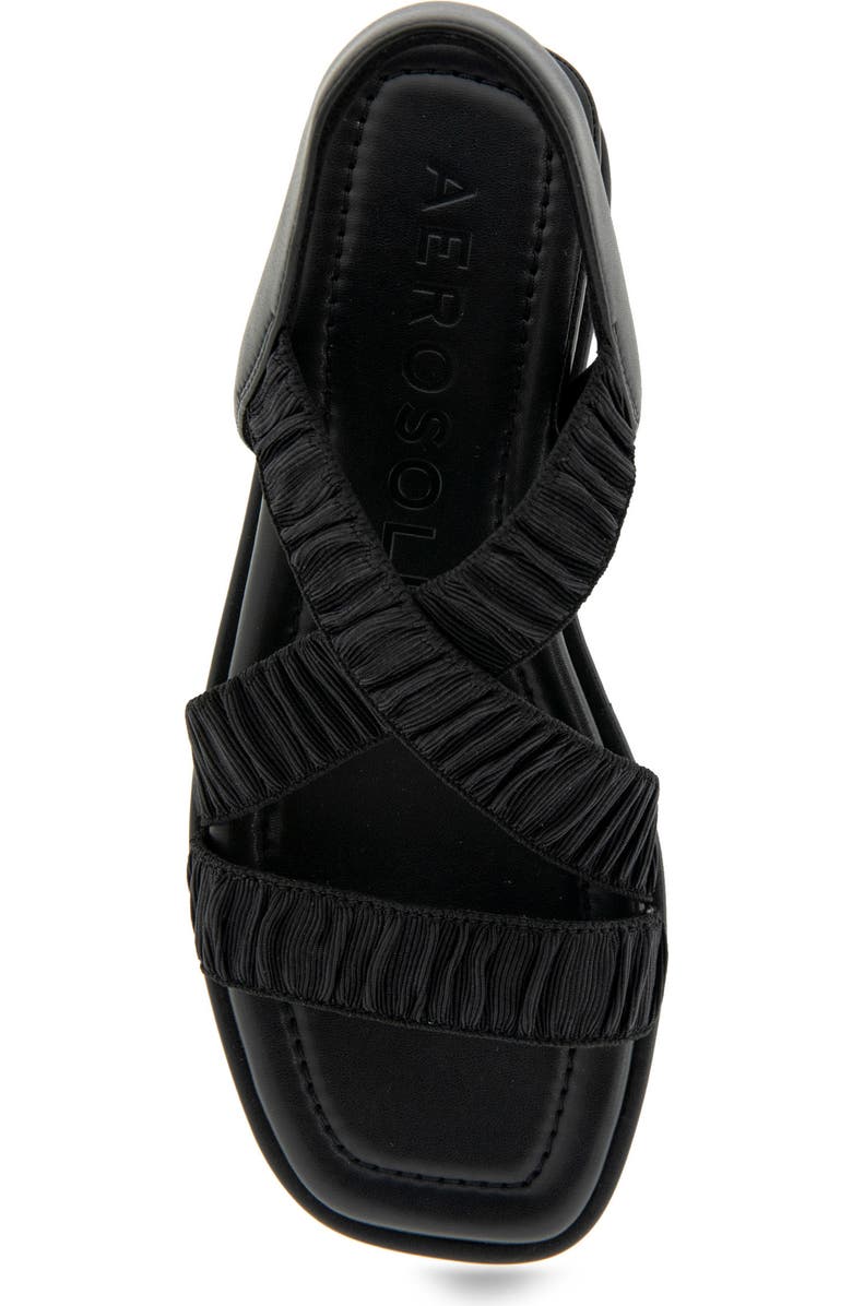 Aerosoles Bora Slingback Wedge Sandal, Alternate, color, Black Rouched Elastic Fabric