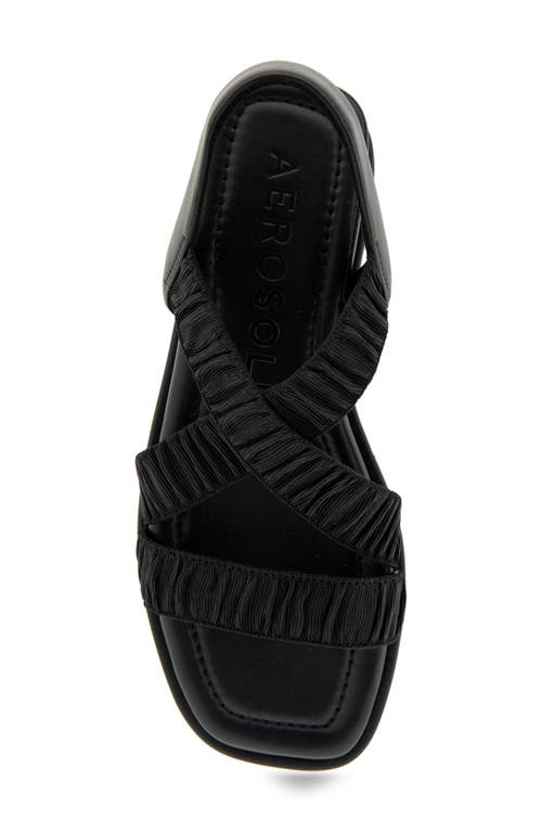 Shop Aerosoles Bora Slingback Wedge Sandal In Black Rouched Elastic Fabric