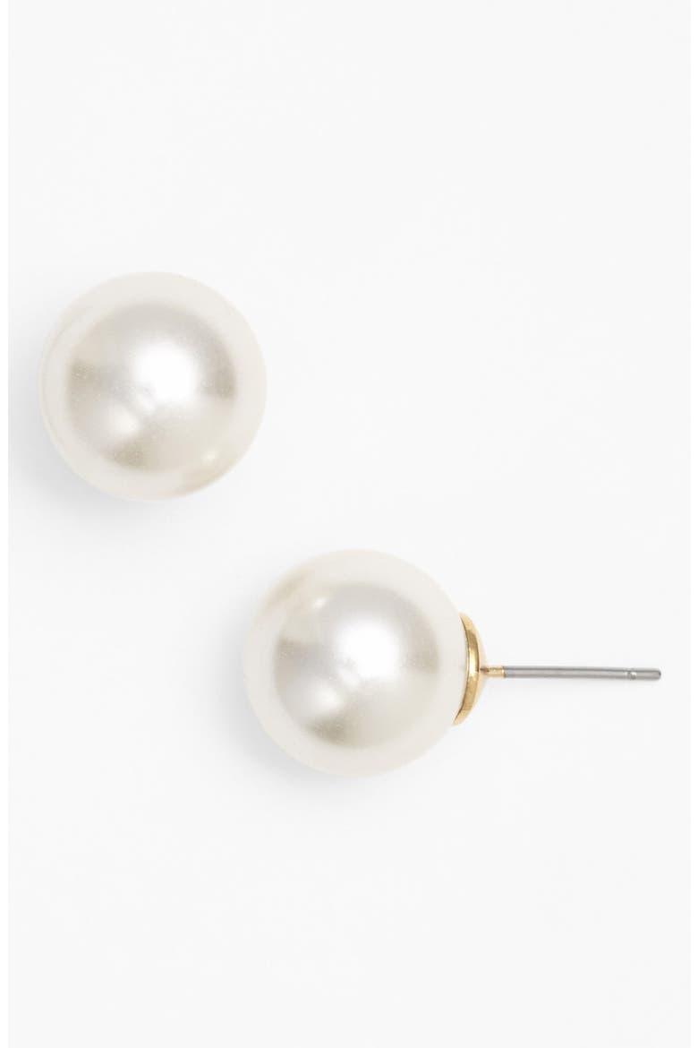 Anne Klein Faux Pearl Stud Earrings, Alternate, color, BLANC PEARL/ GOLD
