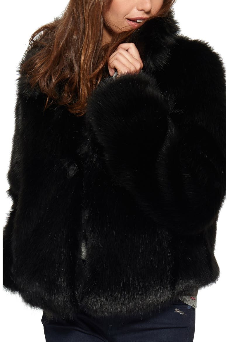 'Melanie' Faux Fur Jacket, Main, color, BLACK