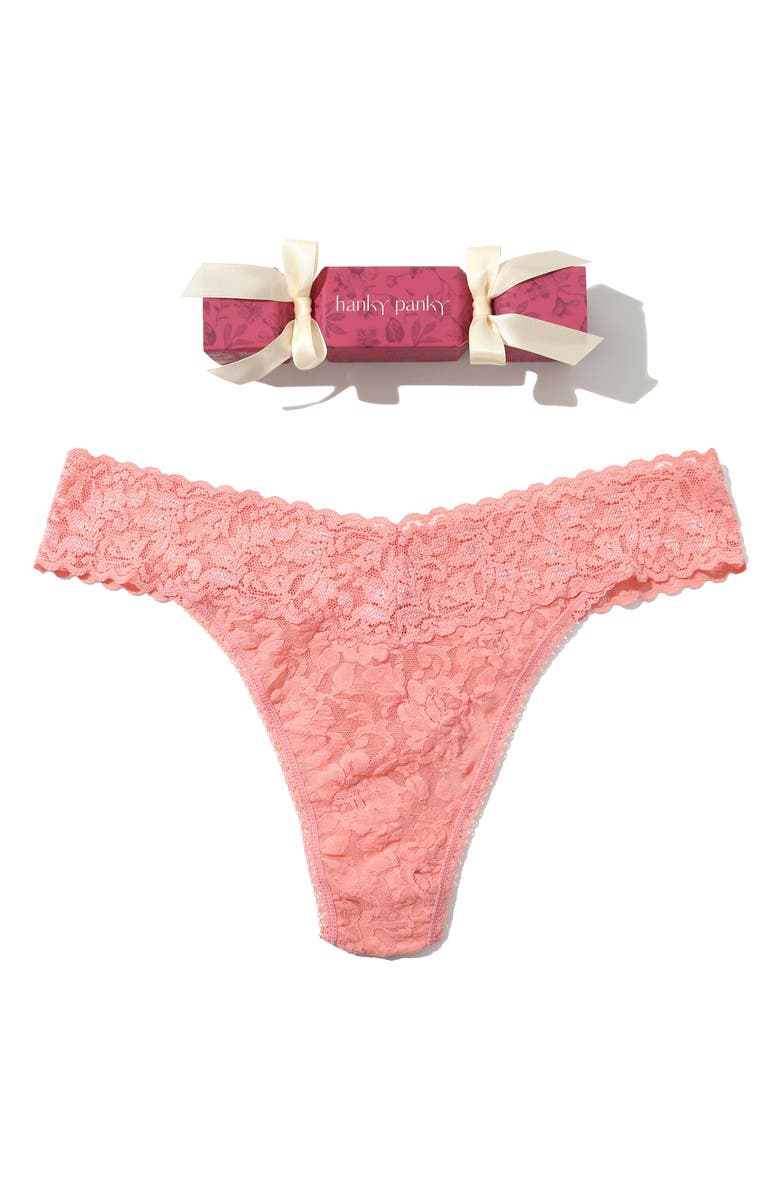 Hanky Panky Holiday Cracker Original Rise Thong, Main, color, Ballet Pink