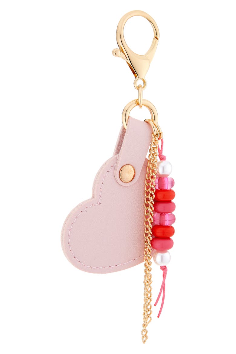 Heart Beaded Bag Charm, Main, color, PINK MULTI- GOLD