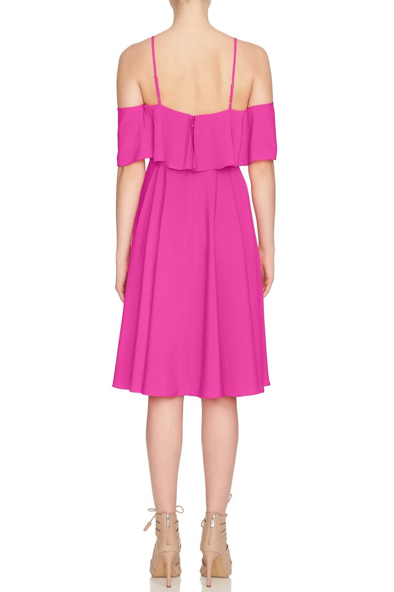 'Jackie' Cold Shoulder Fit & Flare Dress, Alternate, color, HOT PLUM