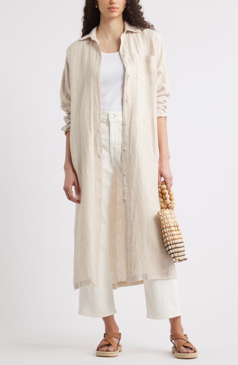 Caslon<sup>®</sup> Long Sleeve Linen Button-Up Duster, Alternate, color, 