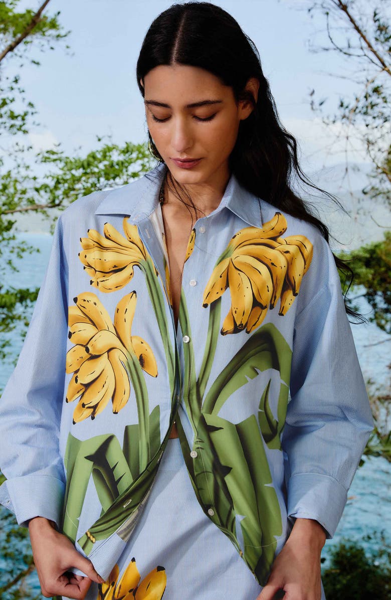 FARM Rio Banana Cocina Striped Button-Up Shirt, Alternate, color, Blue