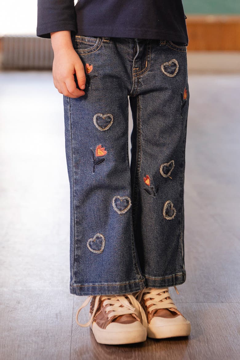 Heart Appliqué Embroidered Jeans, Alternate, color, Navy Blue Denim