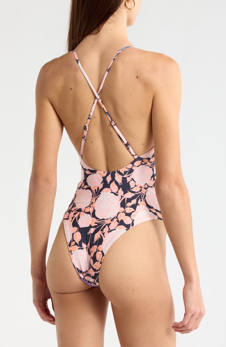 Maaji Rose Petals Luster One-Piece Swimsuit, Alternate, color, Black