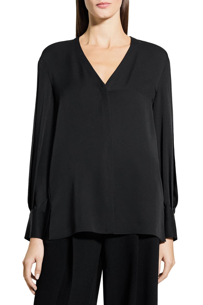 Woven Silk Shirt, Main, color, BLACK