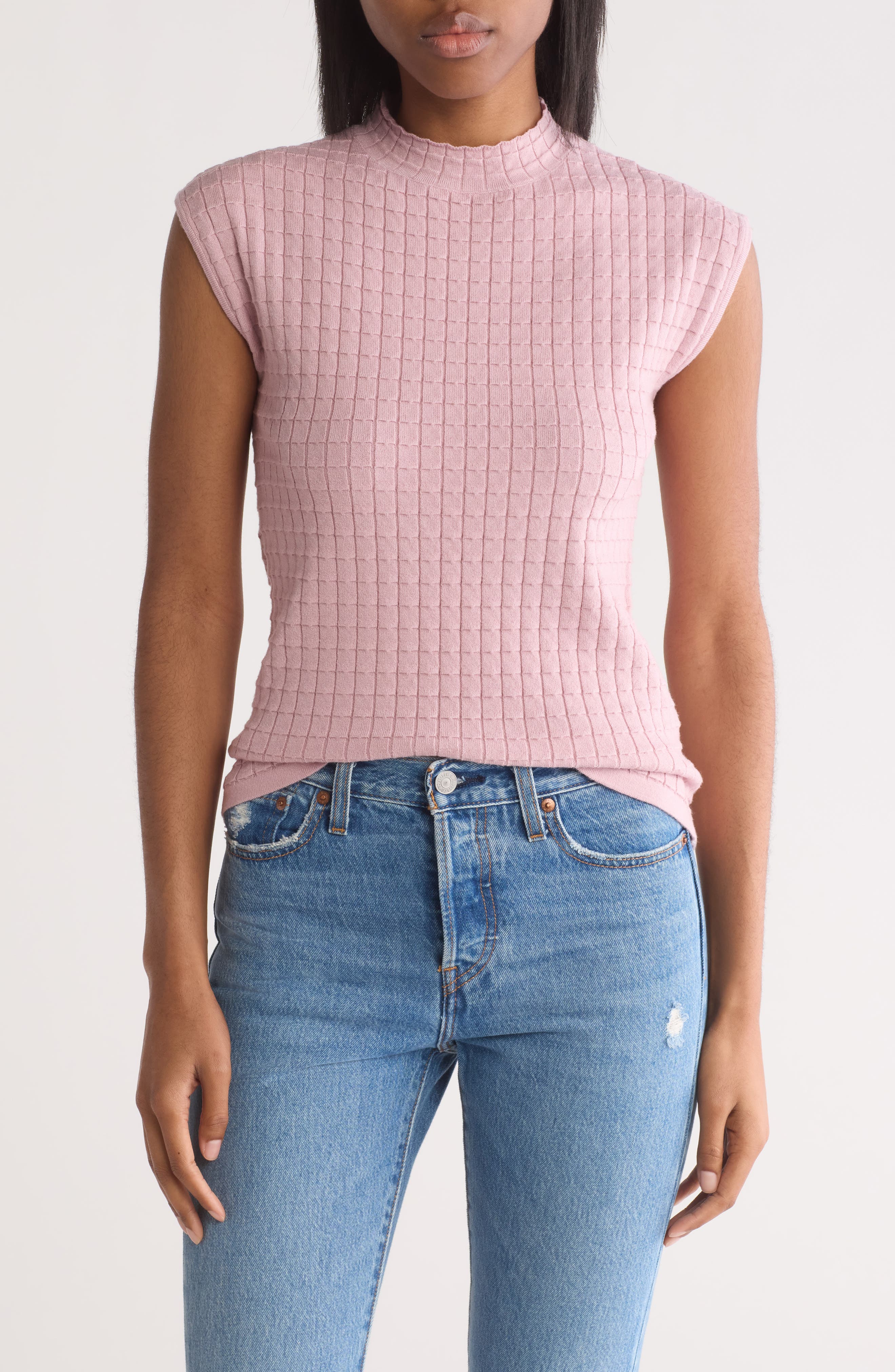 INDUSTRY REPUBLIC CLOTHING Sleeveless Waffle Knit Top