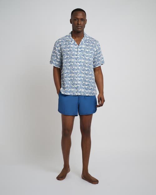Onia Nylon Crinkle 4" Scallop Swim Trunk In Pool Blue