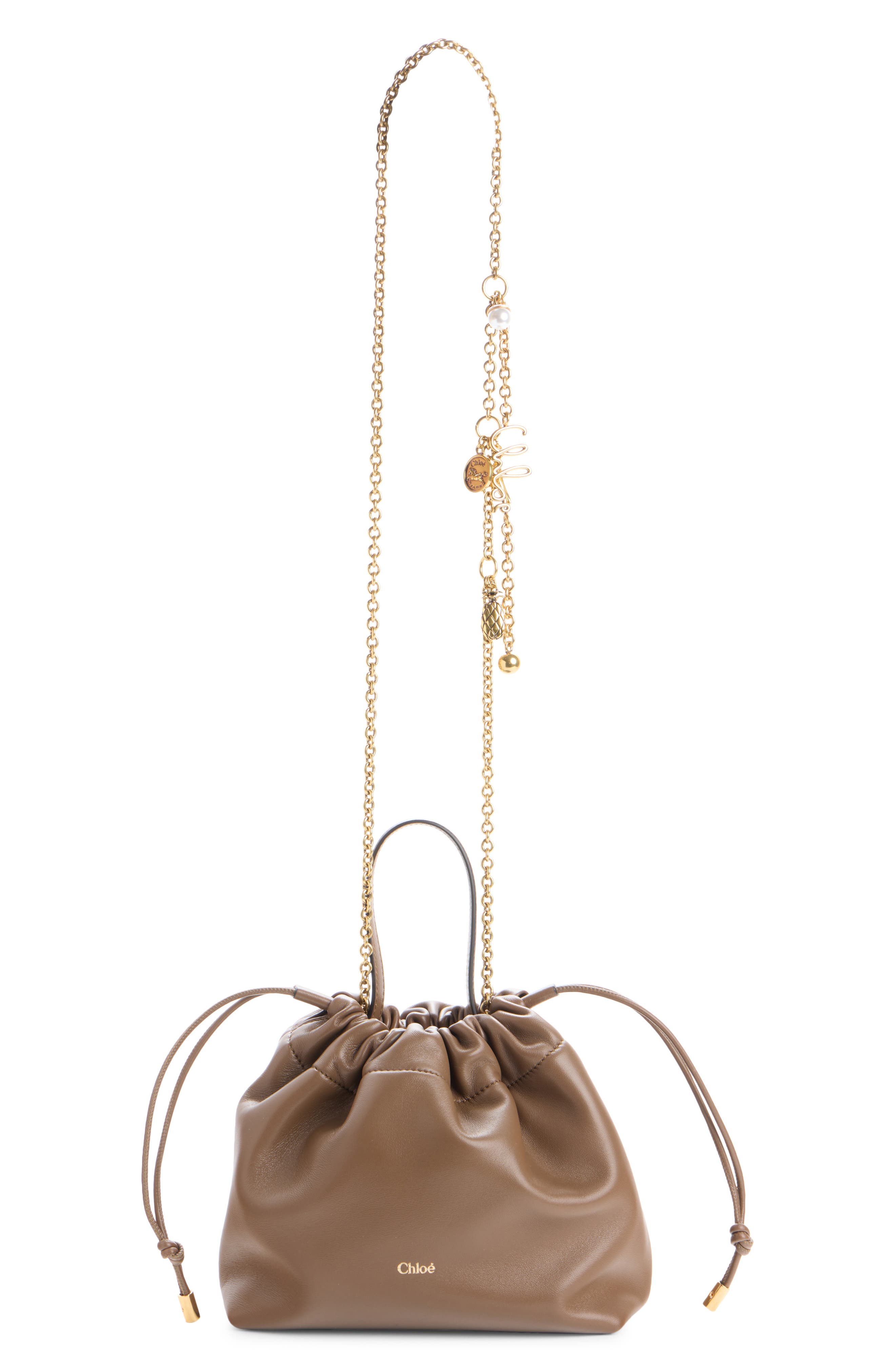Mini Icons Leather Shoulder Bag, Alternate, color, SMOKED BROWN