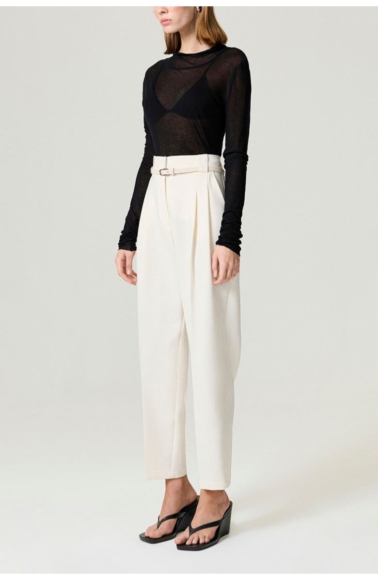 Nocturne Belt Detailed Pants, Alternate, color, Ivory