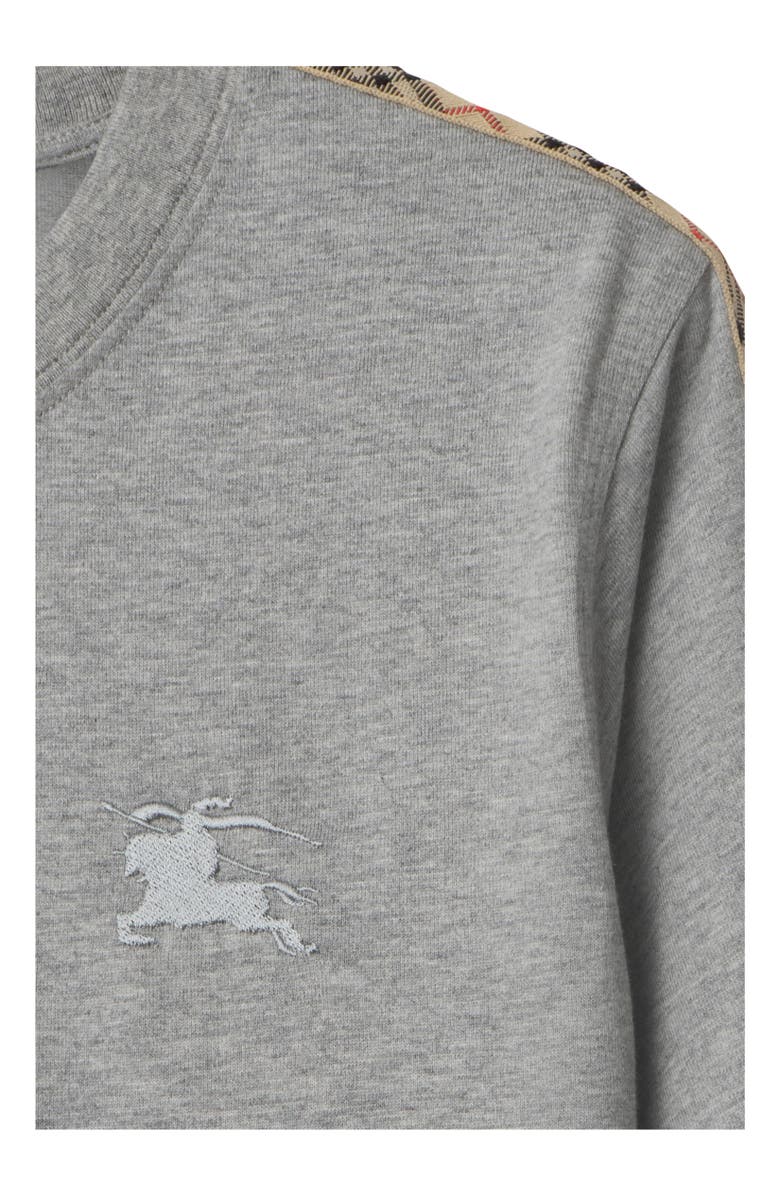 Burberry Check Trim Cotton T-shirt, Alternate, color, Pale Grey Melange