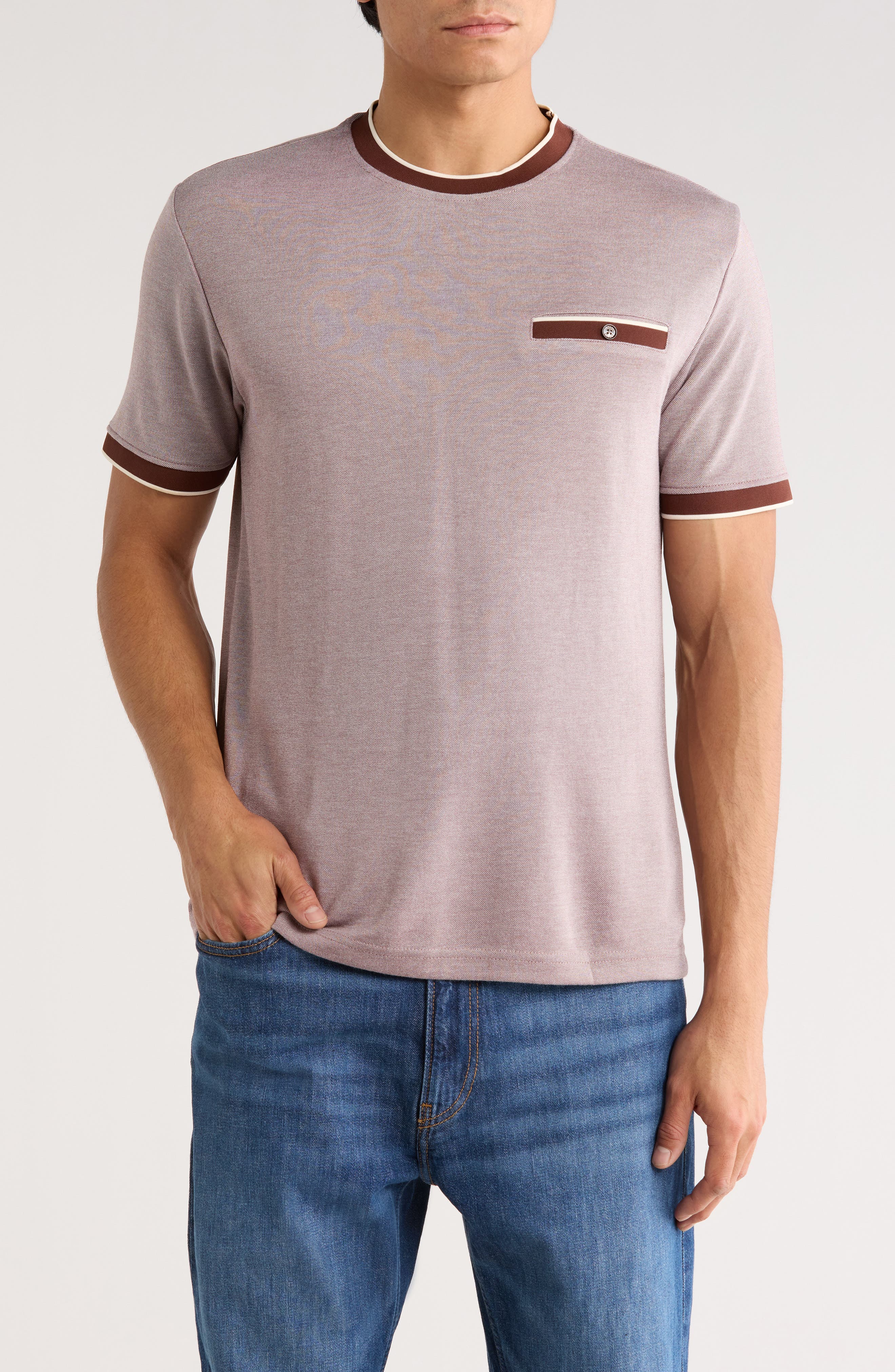 Cactus Man Tipped Crewneck Knit T-Shirt