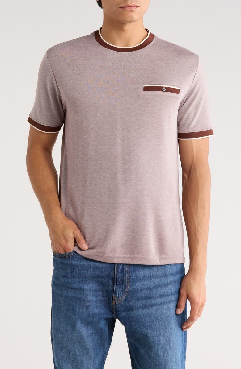 Cactus Man Tipped Crewneck Knit T-Shirt, Main, color, Brown