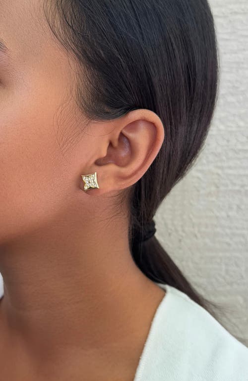 Adornia 14k Gold Plated Mismatched Cz Clover Stud Earring Pair In Gold