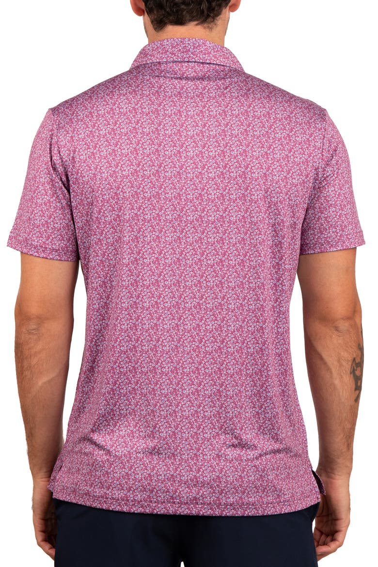 Performance Ditzy Print Polo, Alternate, color, BURGUNDY