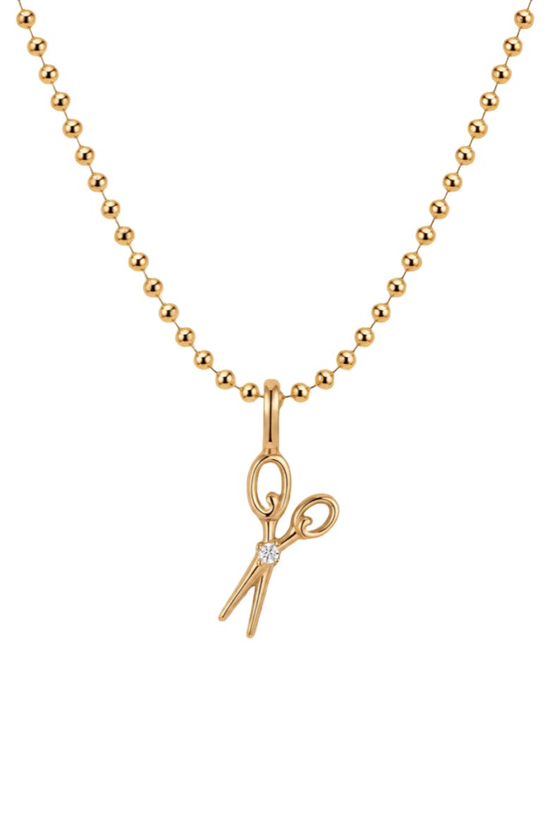 Scissors Bead Chain Necklace, Main, color, Gold Vermeil