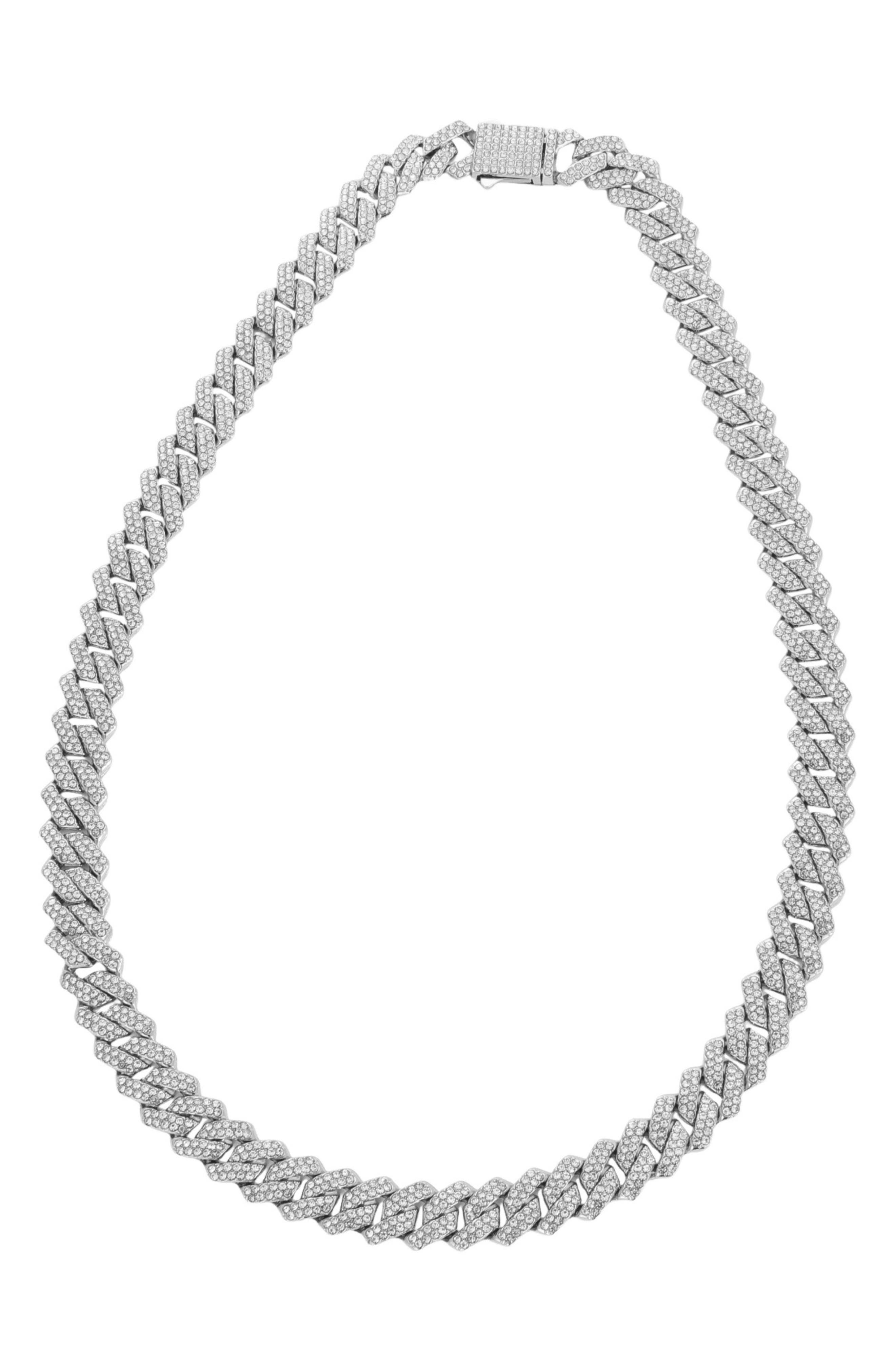 Men's Pav9 Crystal Cuban Link Necklace