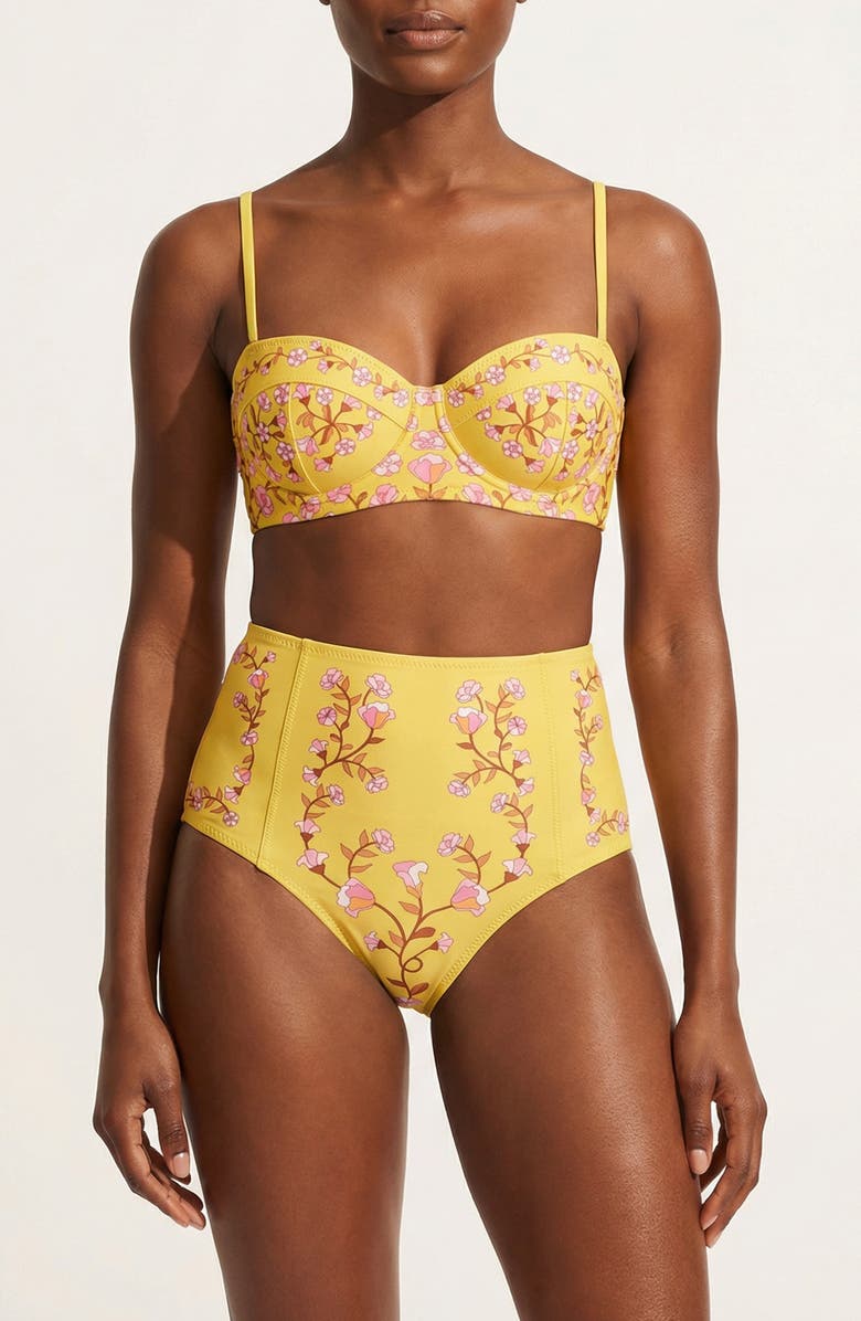 Jessie Zhao New York Yellow Bloom Underwire Bikini Top, Main, color, Yellow