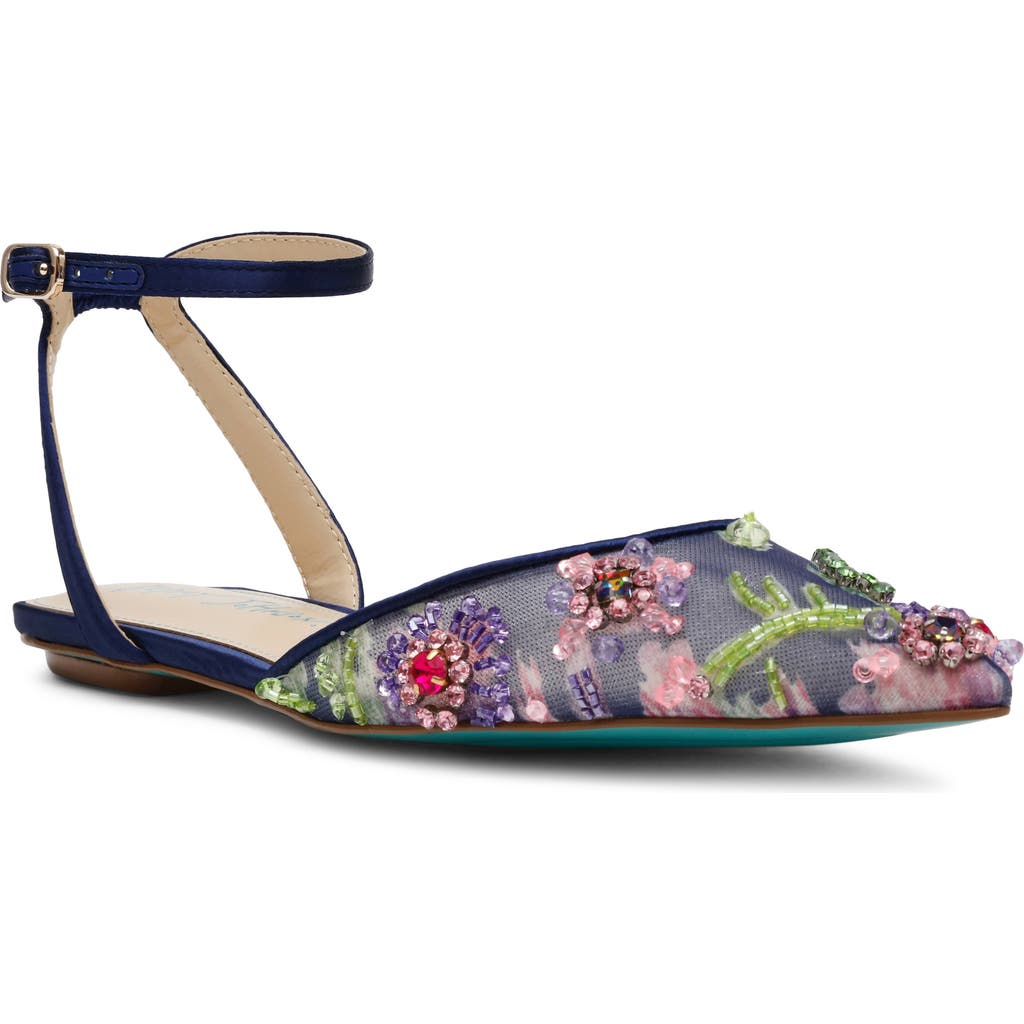 BETSEY JOHNSON BETSEY JOHNSON GARBO POINTED TOE ANKLE STRAP FLAT