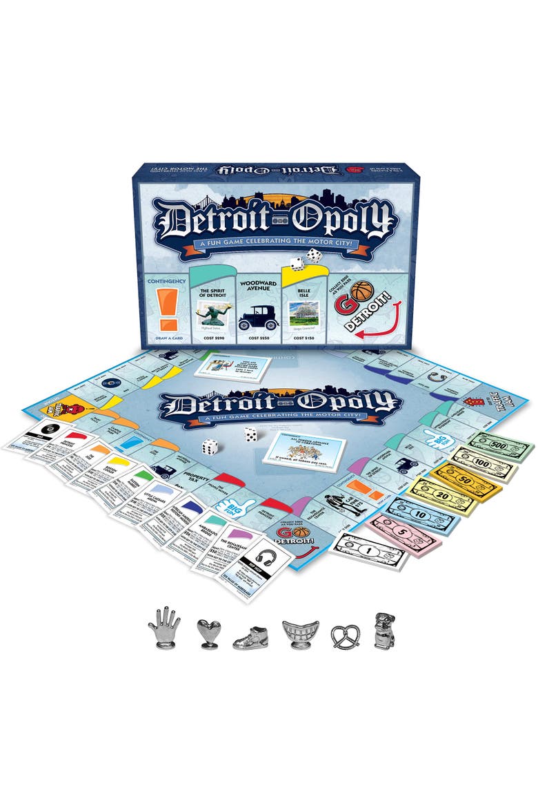 Detroit Opoly Board Game, Alternate, color, Multicolored