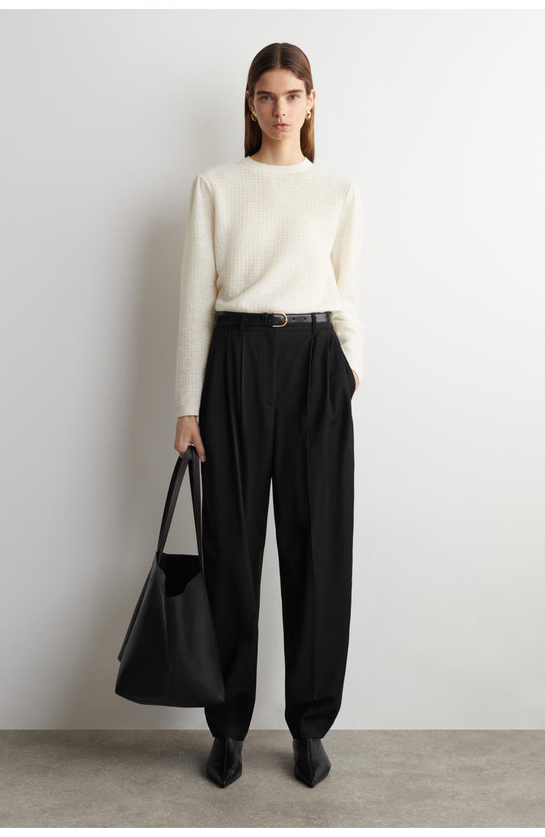 COS Zigzag-knit Mohair-blend Jumper, Alternate, color, Off-White