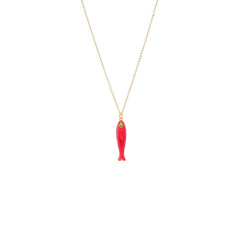 Enamel Colored Fish Charm Necklace