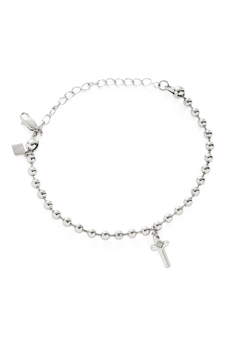 Alex and Ani Cross Ball Chain Bracelet, Main, color, Silver