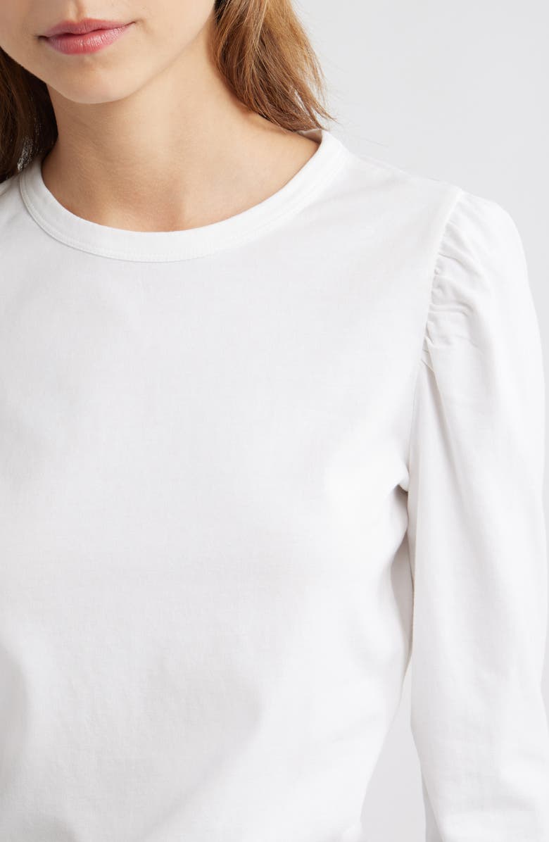 Madewell Easy Puff Sleeve Cotton Top, Alternate, color, White