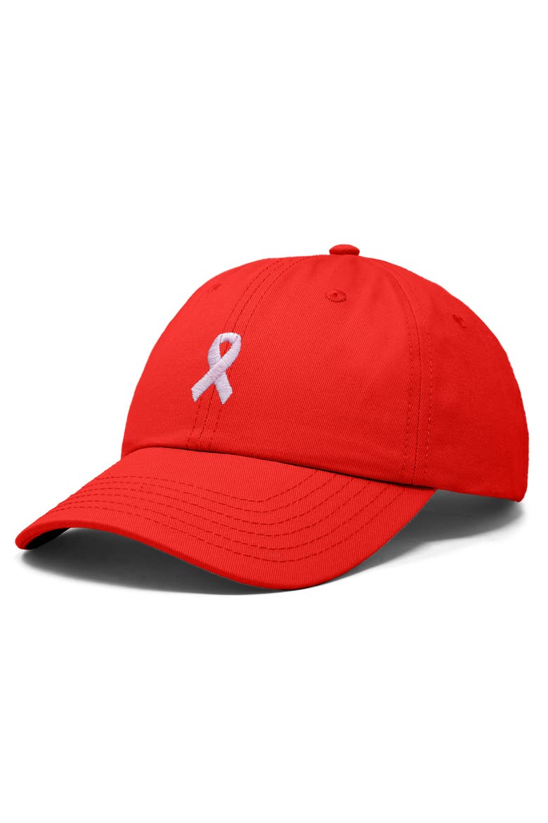 Pink Ribbon Dad Cap, Alternate, color, Red