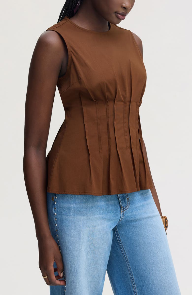Sam Edelman Pleated Sleeveless Top, Alternate, color, Cocoa Bean