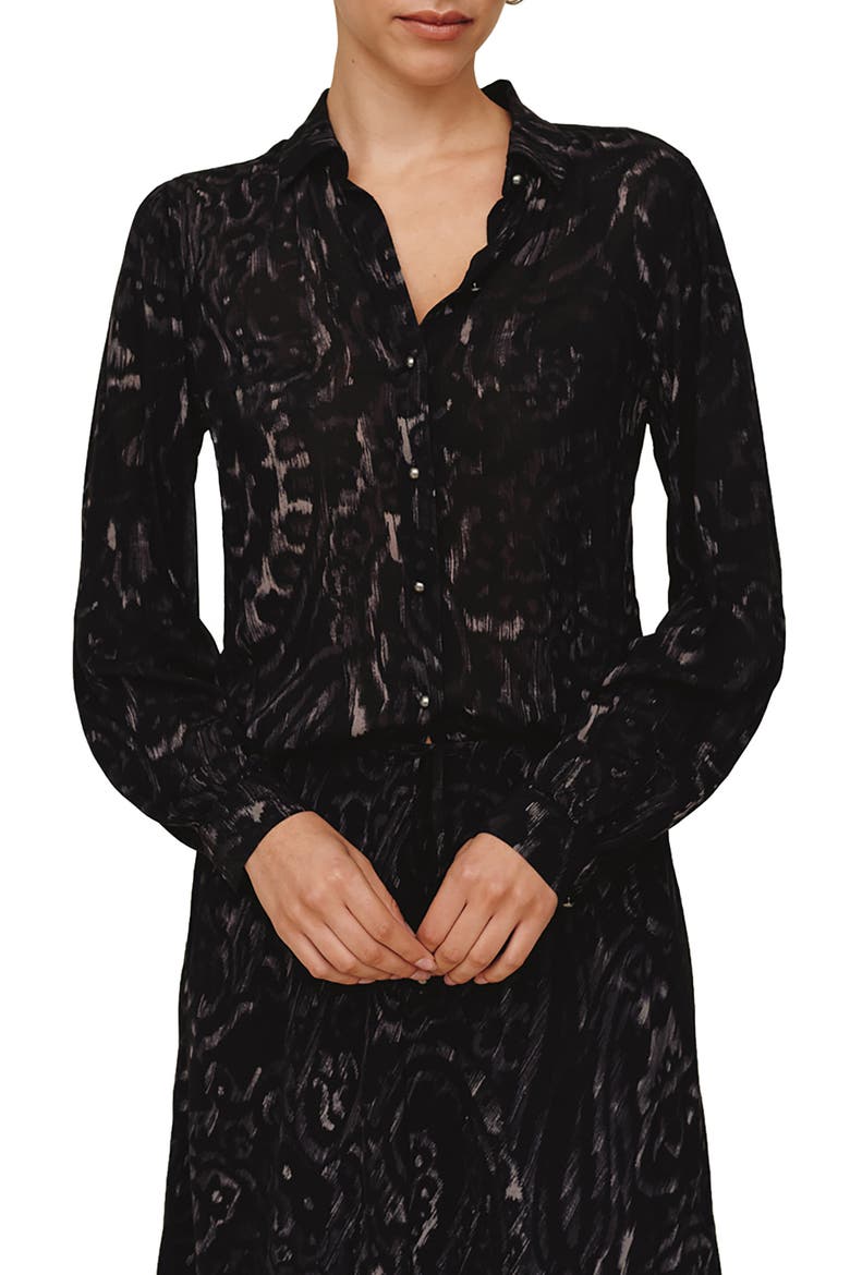 Fitted Button-Up Shirt, Main, color, BLACK PAISLEY