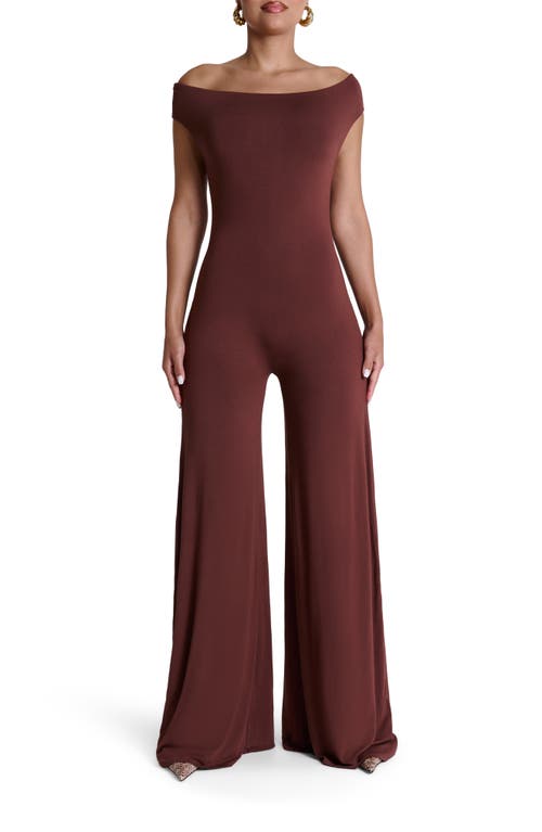Naked Wardrobe Smooth Off The Shoulder Wide Leg Jumpsuit