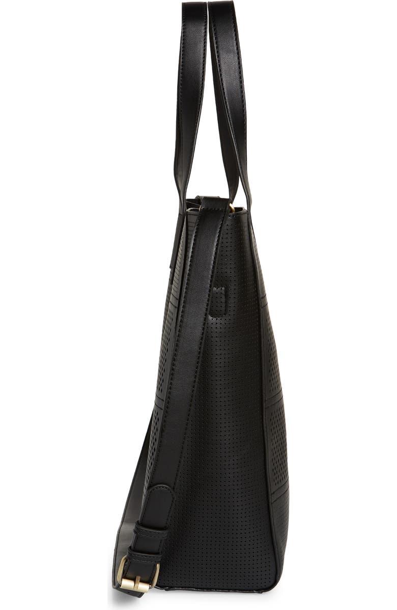 Street Level Laser Cutout Faux Leather Tote, Alternate, color,