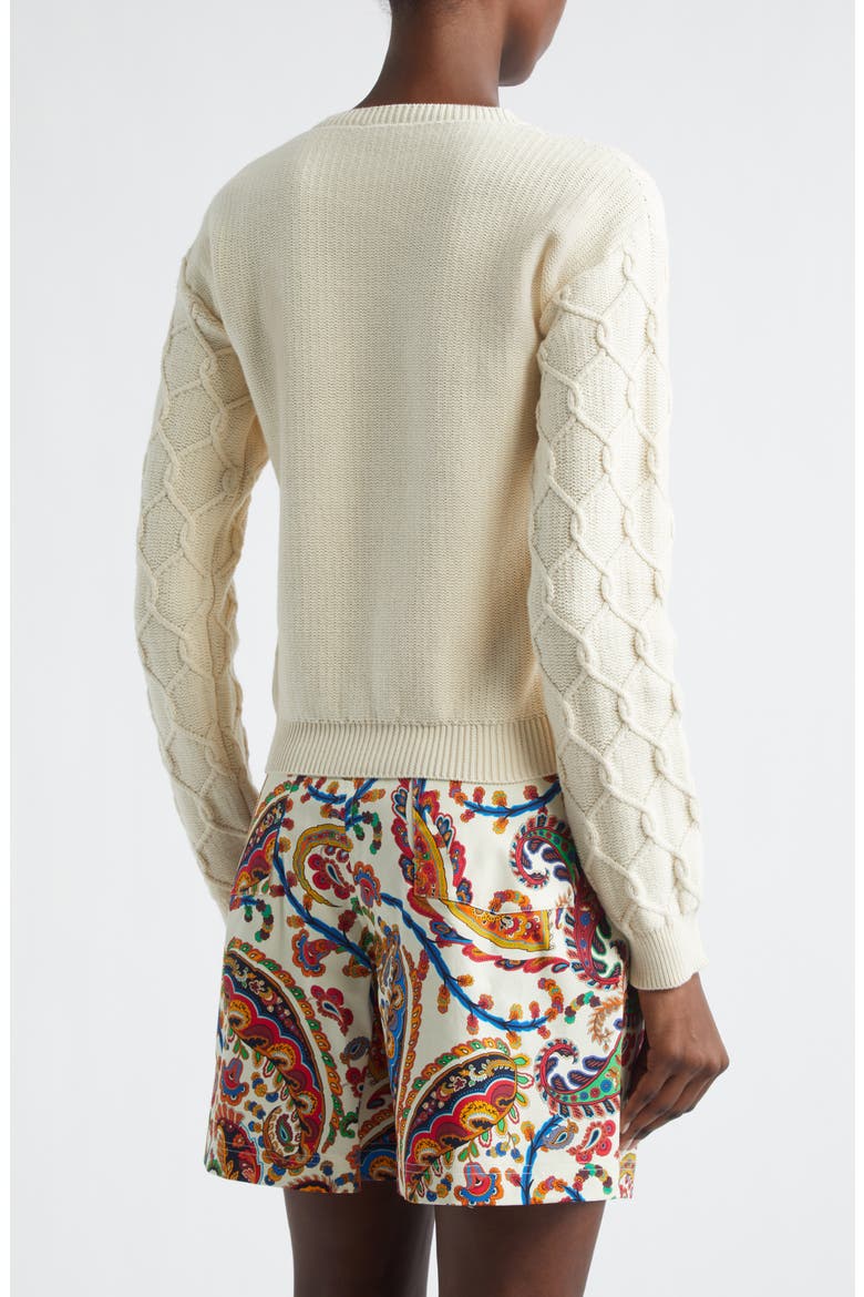Embroidered Crop Cotton Blend Sweater, Alternate, color, IVORY