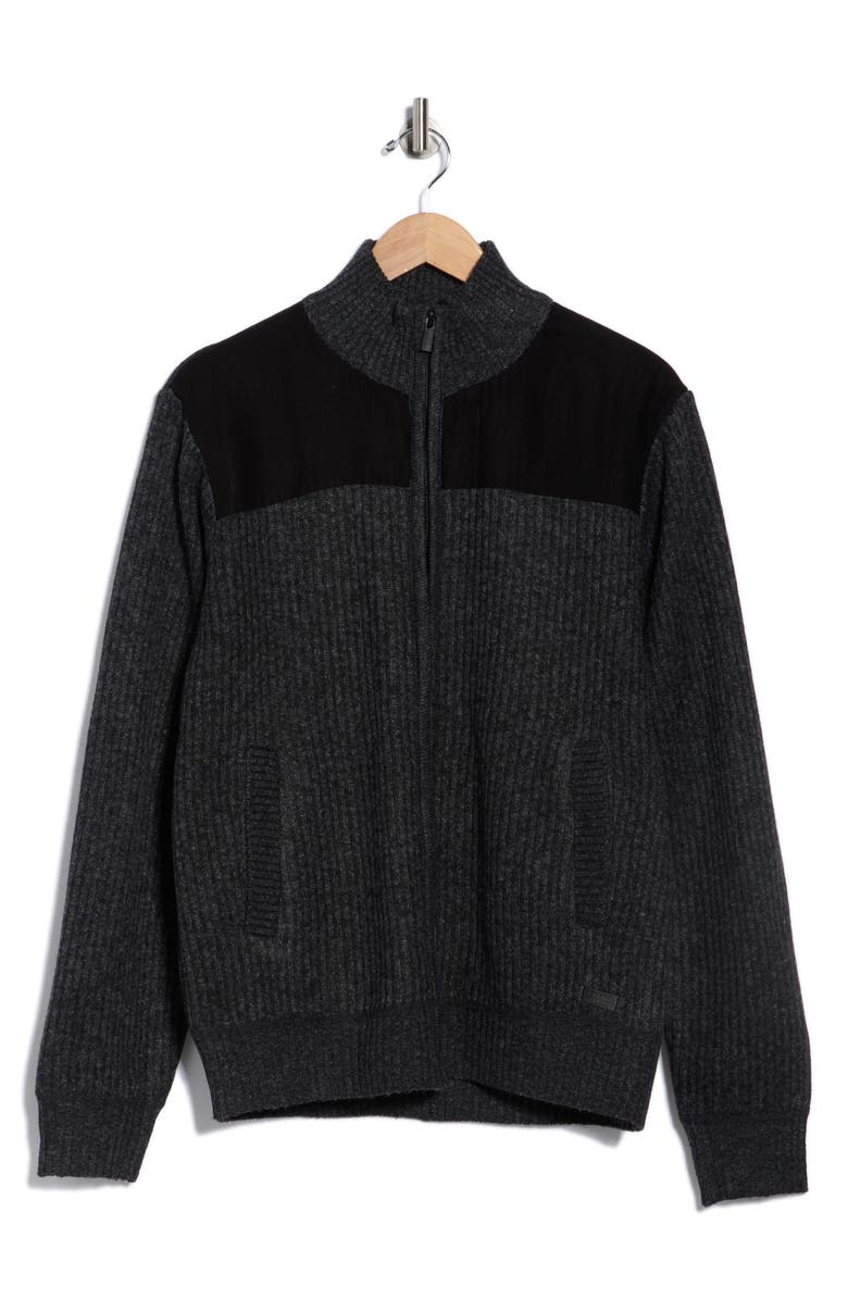 Buffalo Jeans Weldon Zip Cardigan, Alternate, color, Black Mix