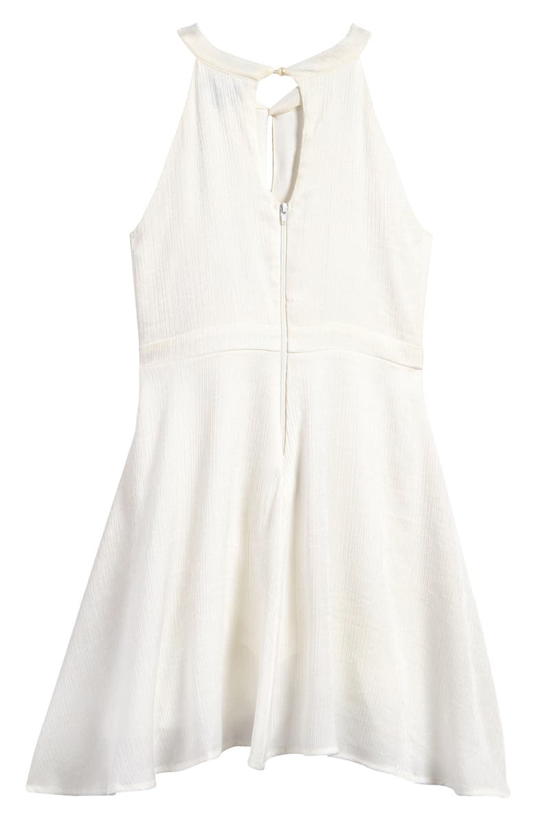 Ava & Yelly Kids' Metallic Twist Front Party Dress, Alternate, color, White