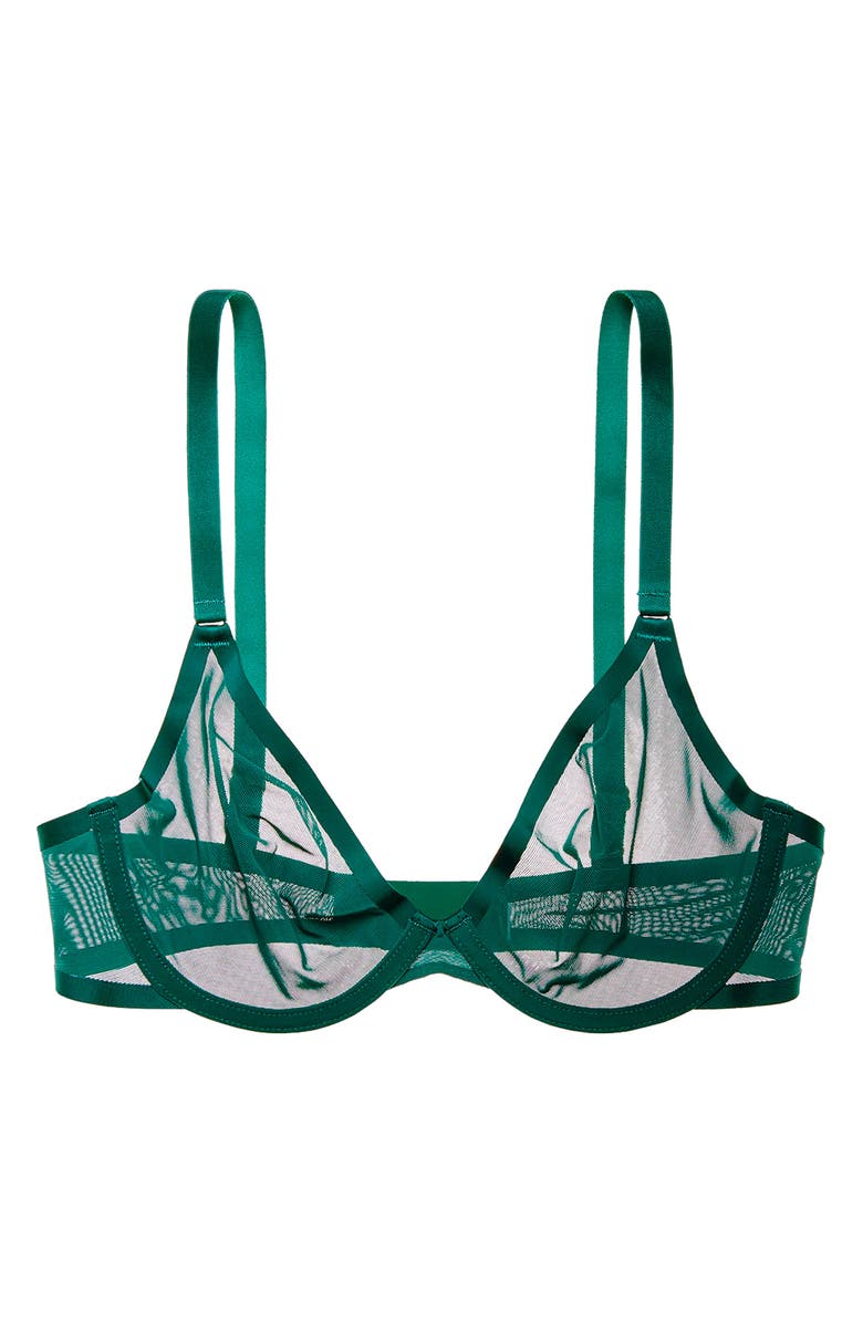 CUUP The Plunge Underwire Mesh Bra, Alternate, color, Serpentine Green