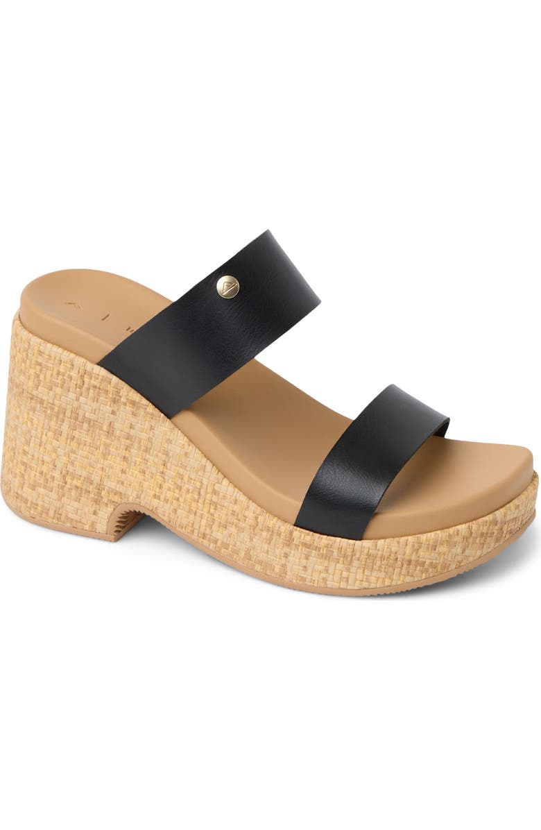 Reef Sunset Ibiza Platform Slide Sandal, Main, color, Black/ Raffia