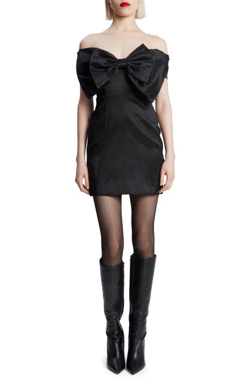Shop Bardot Bow Off The Shoulder Minidress In Black