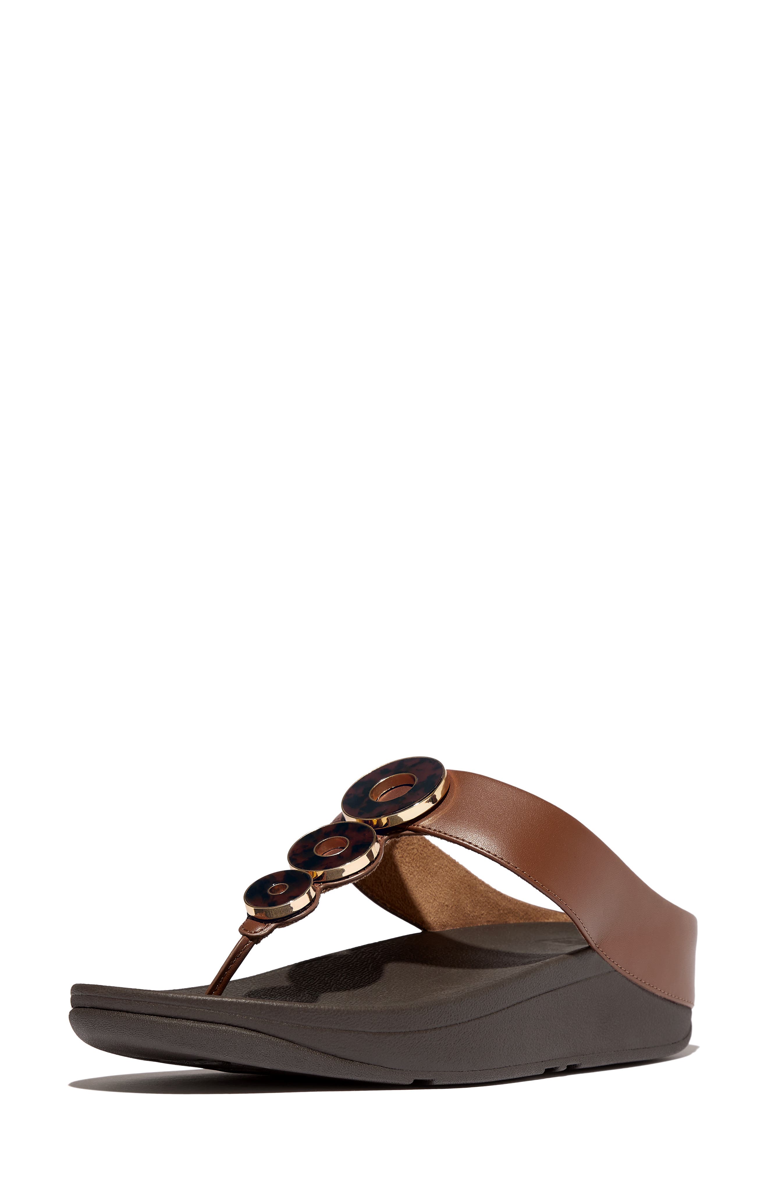 FitFlop Fino Platform Wedge Flip Flop, Alternate, color, Rich Brown