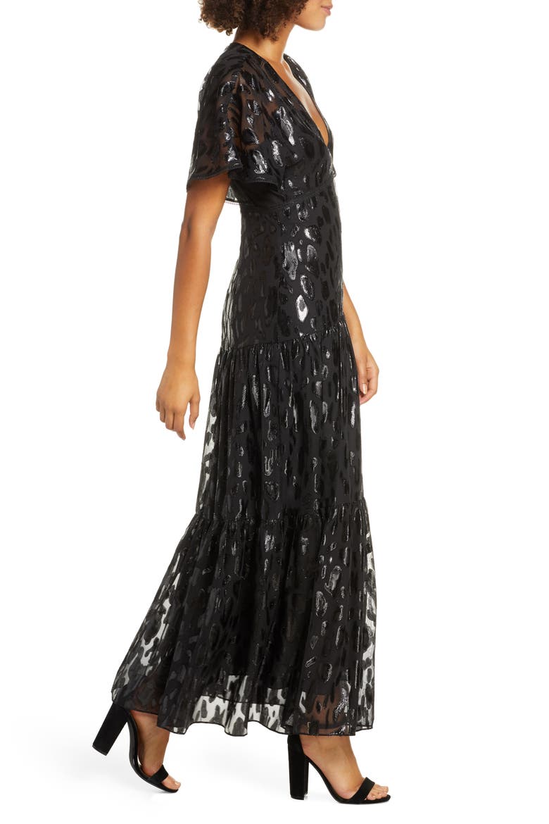 Animal Jacquard Maxi Dress, Alternate, color, BLACK