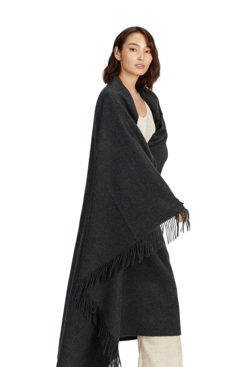 Large Blanket With Fringe, Main, color, charcoal