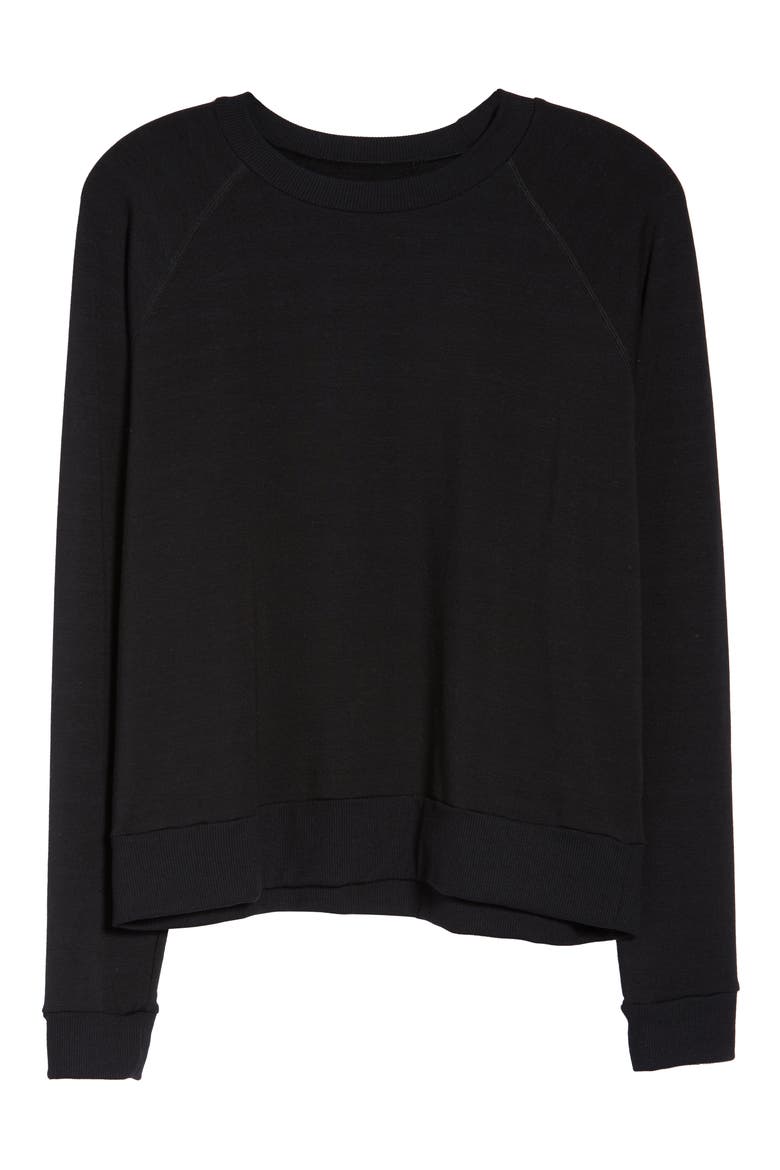 Fleece Raglan Sweatshirt, Alternate, color, BLACK