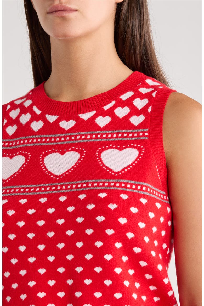Parisa Heart Sweater Vest, Alternate, color, RED-WHITE