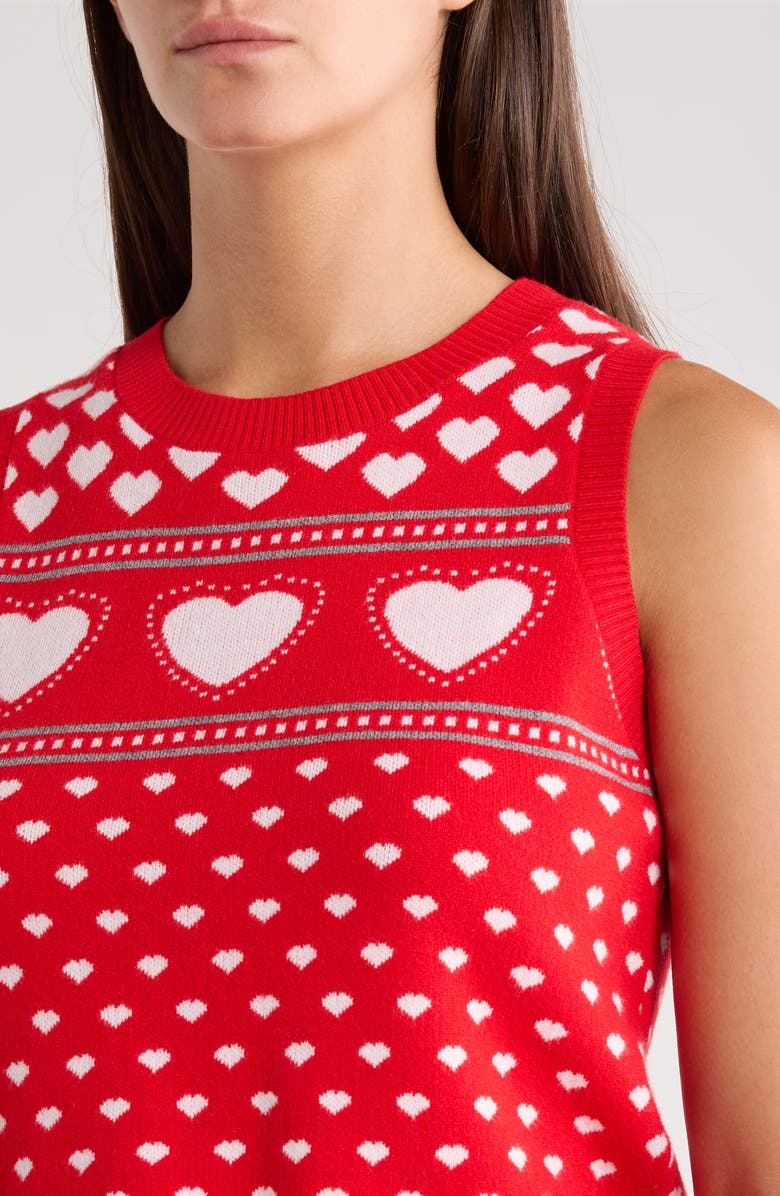 SUGARLIPS Parisa Heart Sweater Vest, Alternate, color, Red-White